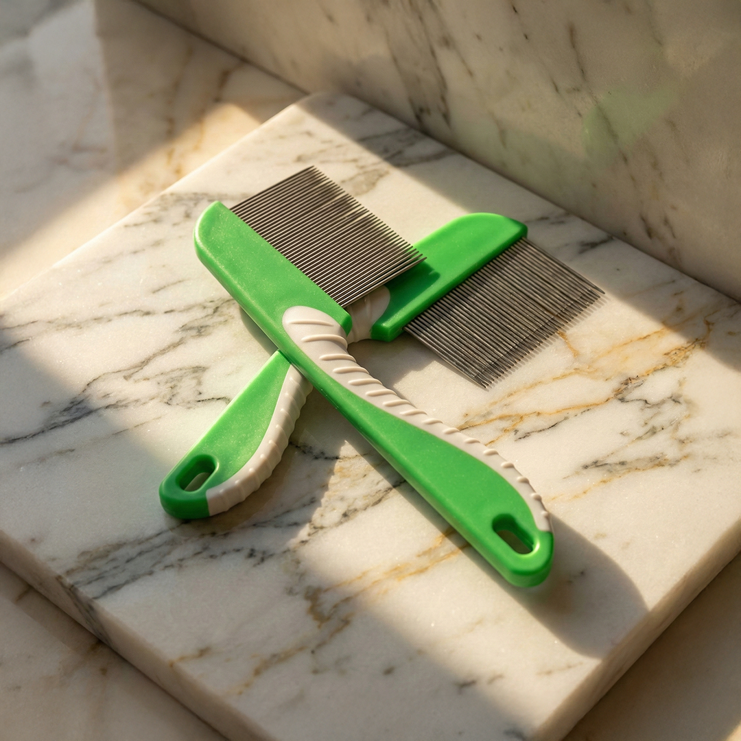 Pente Fino: Aço Inox com Cabo Anatômico (verde) - M Mari's